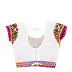 Kutchi Embroidered Cotton Chaniya Choli Set For Girls (CC-KDR) - White