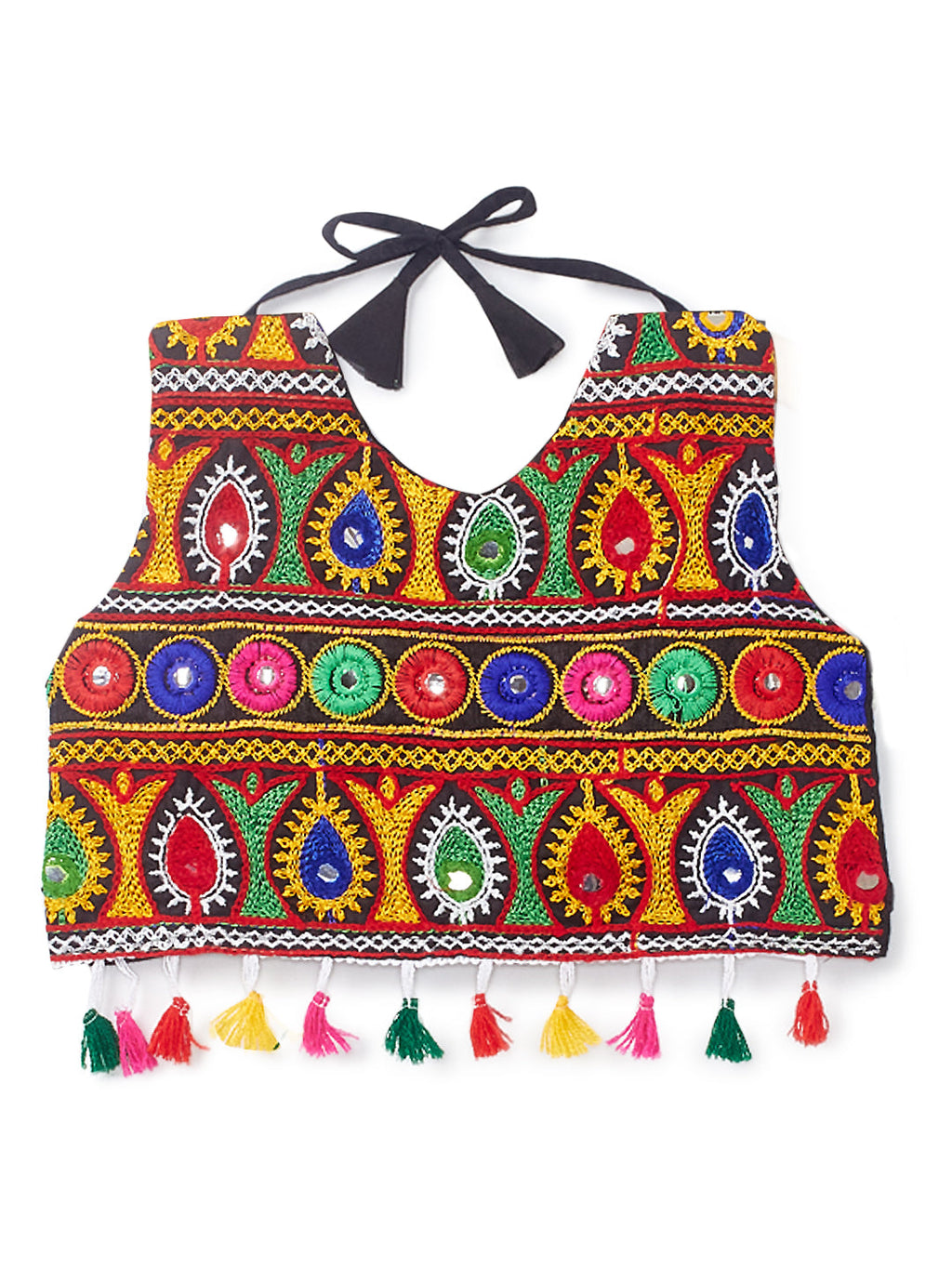 Banjara India Kutchi Emboidered Black Girls Chaniya Choli with Dupatta (CC-POP) - Mango