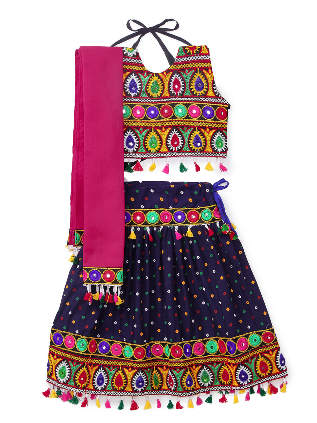 Banjara India Kutchi Embroidered Black Girls Chaniya Choli with Dupatta  (CC-POP) - Navy