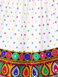 Banjara India Kutchi Emboidered Black Girls Chaniya Choli with Dupatta (CC1-POP) - White