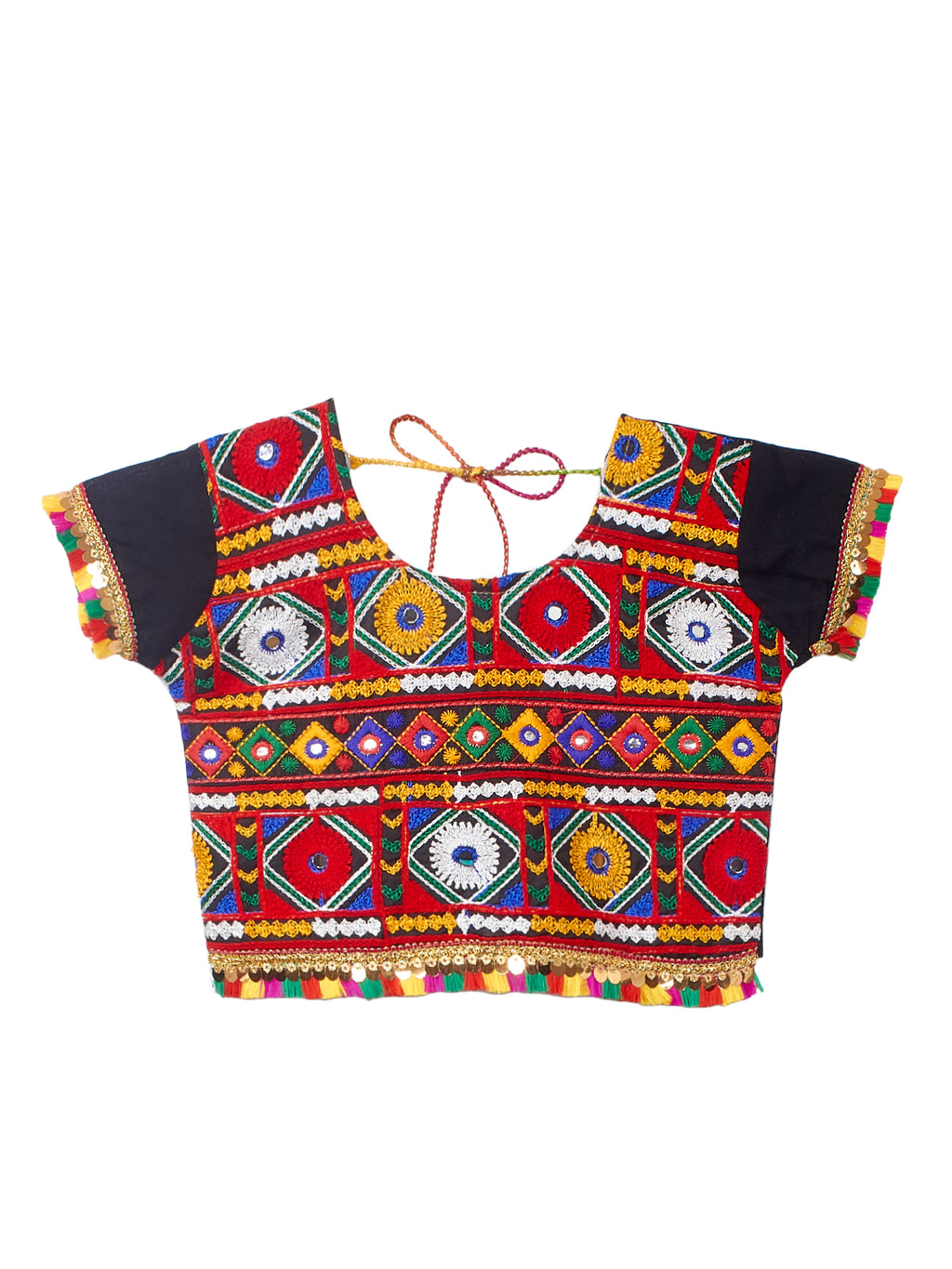 Banjara India Kutchi Emboidered Black Girls Chaniya Choli with Dupatta (CC-PTW) - Black