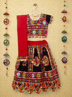 Banjara India Kutchi Emboidered Black Girls Chaniya Choli with Dupatta (CC-PTW) - Black