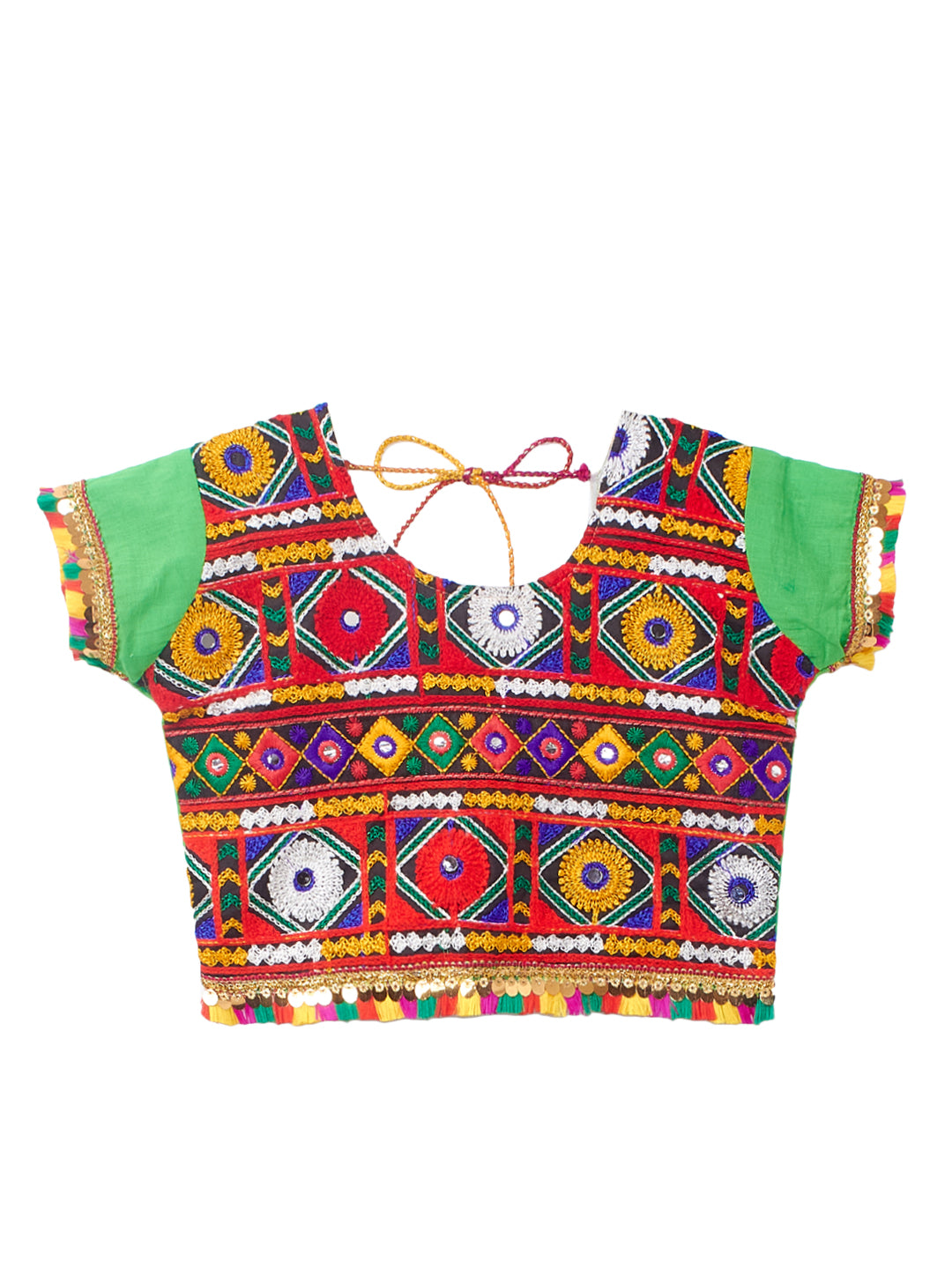 Banjara India Kutchi Embroidered Girls Chaniya Choli with Dupatta (CC-PTW) - GREEN
