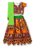 Banjara India Kutchi Emboidered Blue Girls Chaniya Choli with Dupatta (CC-PTW) - Orange
