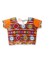 Banjara India Kutchi Emboidered Blue Girls Chaniya Choli with Dupatta (CC-PTW) - Orange