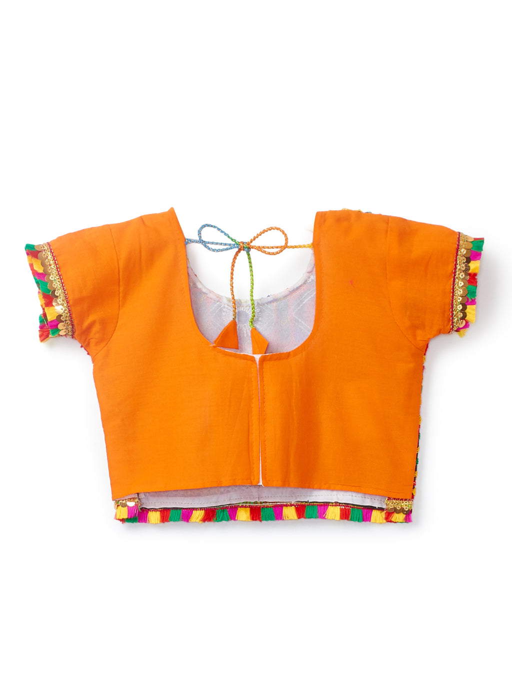 Banjara India Kutchi Emboidered Blue Girls Chaniya Choli with Dupatta (CC-PTW) - Orange