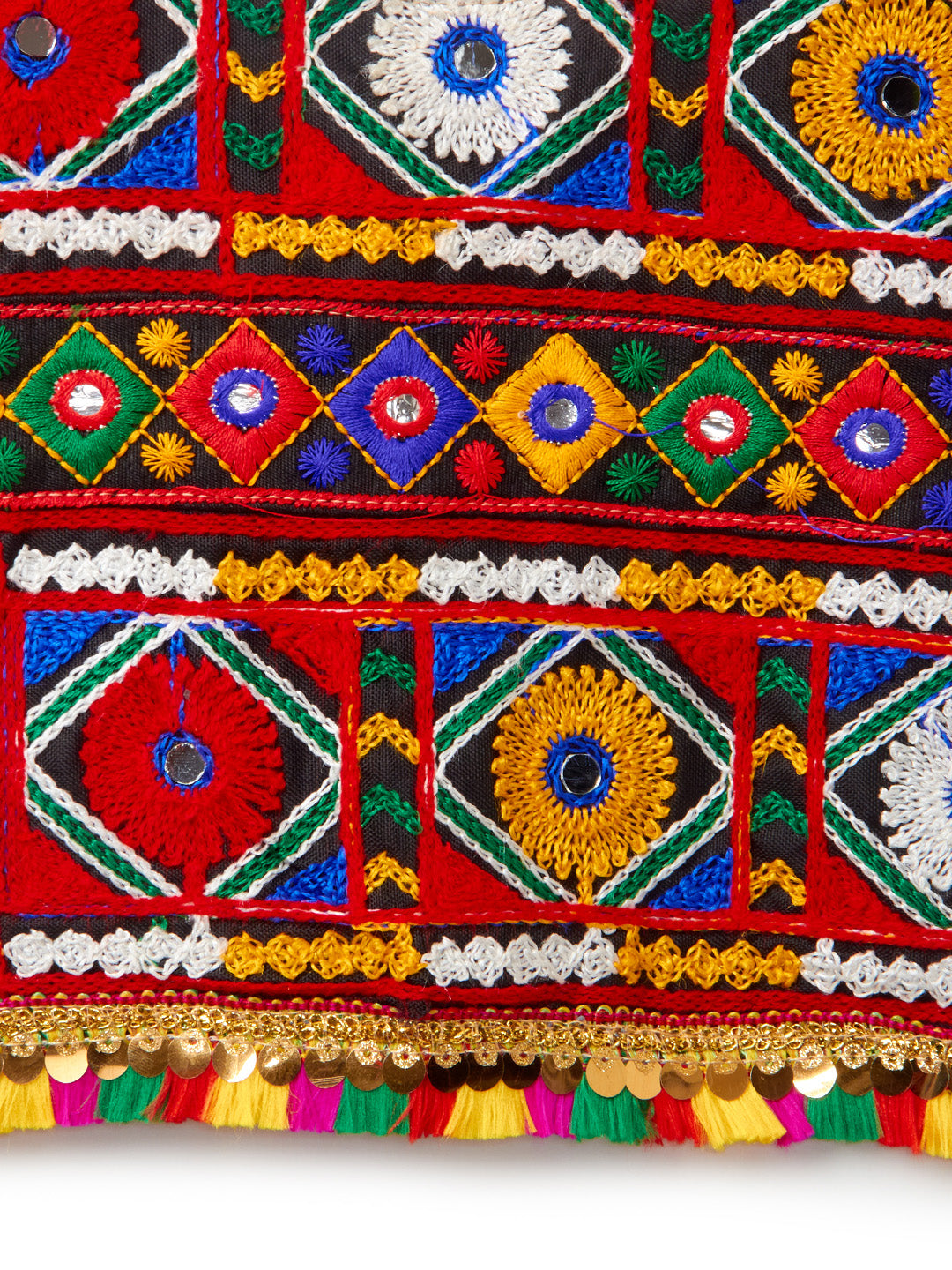 Banjara India Kutchi Emboidered Blue Girls Chaniya Choli with Dupatta (CC-PTW) - Orange