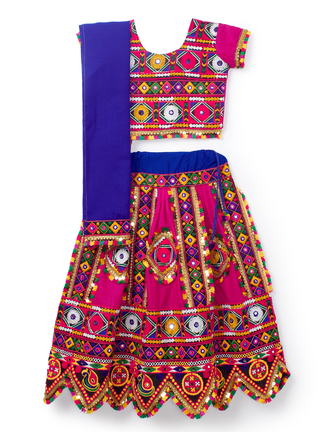 Banjara India Kutchi Emboidered Blue Girls Chaniya Choli with Dupatta (CC-PTW) - Pink
