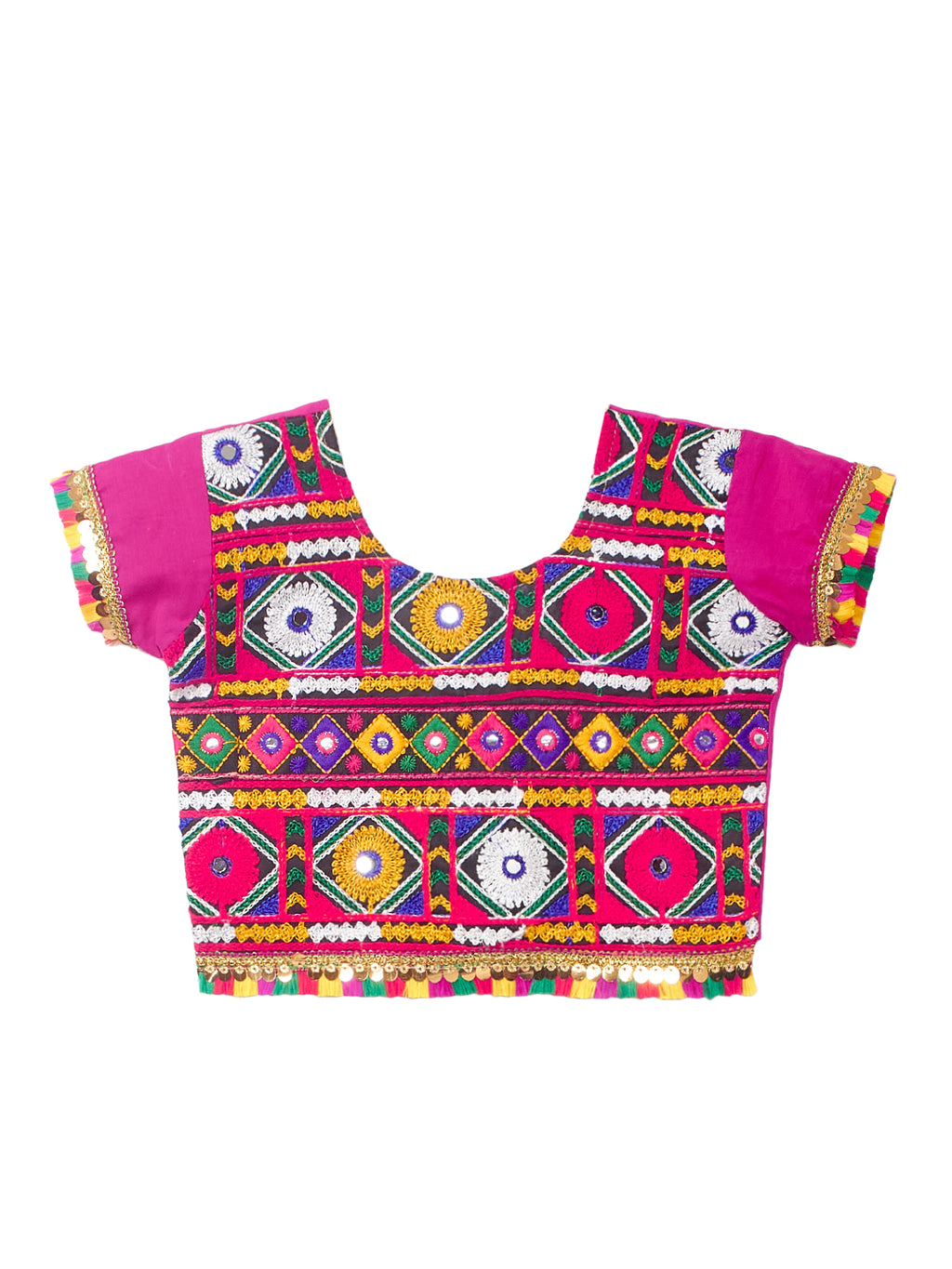 Banjara India Kutchi Emboidered Blue Girls Chaniya Choli with Dupatta (CC-PTW) - Pink