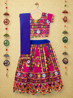 Banjara India Kutchi Emboidered Blue Girls Chaniya Choli with Dupatta (CC-PTW) - Pink