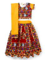 Banjara India Kutchi Emboidered Black Girls Chaniya Choli with Dupatta (CC-PTW) - Red