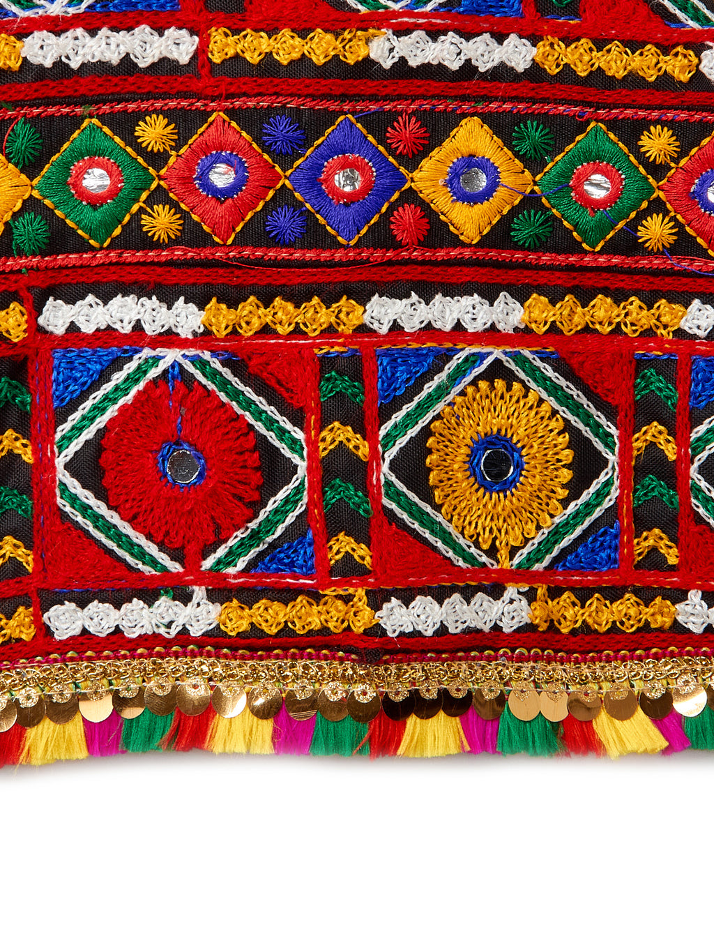 Banjara India Kutchi Emboidered Black Girls Chaniya Choli with Dupatta (CC-PTW) - Red