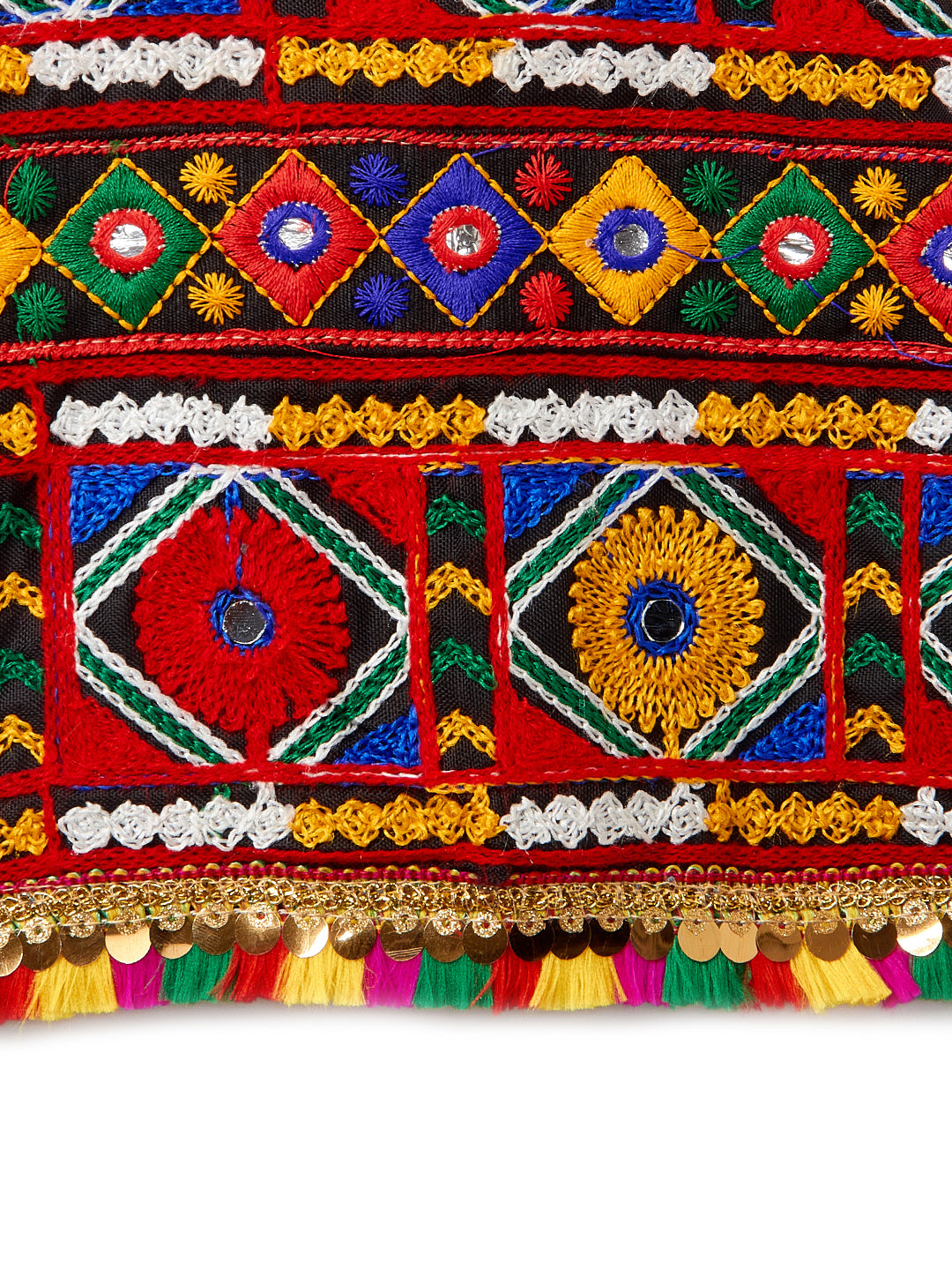 Banjara India Kutchi Emboidered Black Girls Chaniya Choli with Dupatta (CC-PTW) - Red