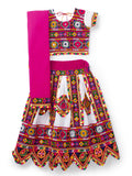 Banjara India Kutchi Emboidered Black Girls Chaniya Choli with Dupatta (CC-PTW) - White