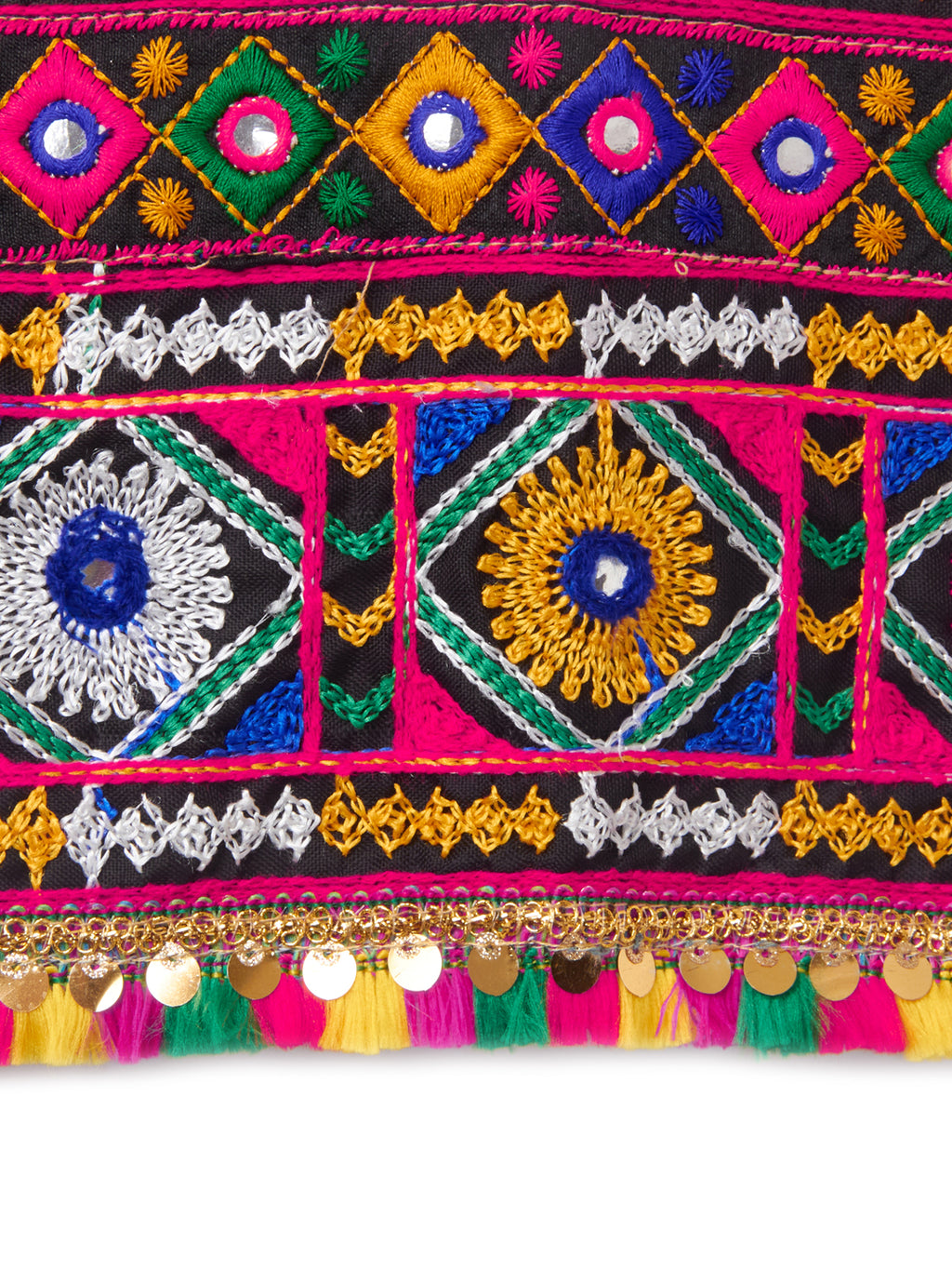Banjara India Kutchi Emboidered Black Girls Chaniya Choli with Dupatta (CC-PTW) - White