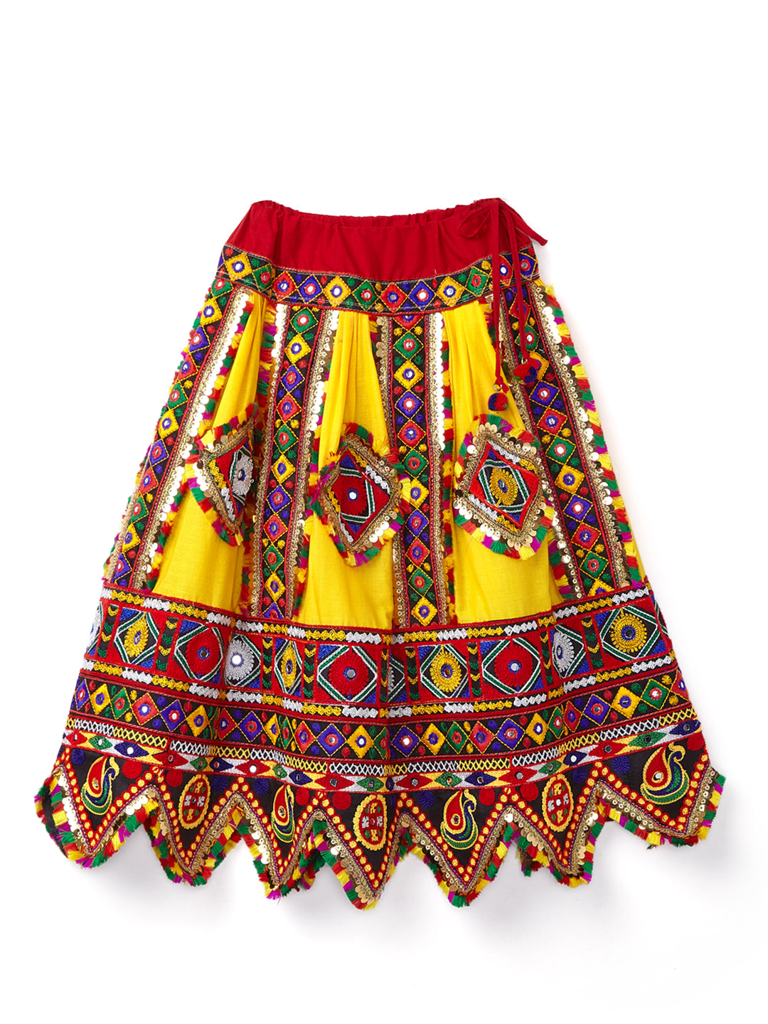 Banjara India Kutchi Emboidered Blue Girls Chaniya Choli with Dupatta (CC-PTW) - Yellow