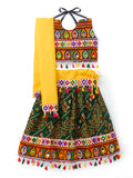 Banjara India Kutchi Emboidered Black Girls Chaniya Choli with Dupatta (CC-RJS) - Green