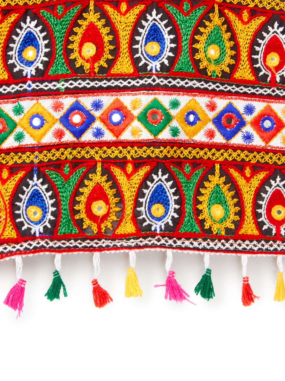Banjara India Kutchi Emboidered Black Girls Chaniya Choli with Dupatta (CC-RJS) - Green