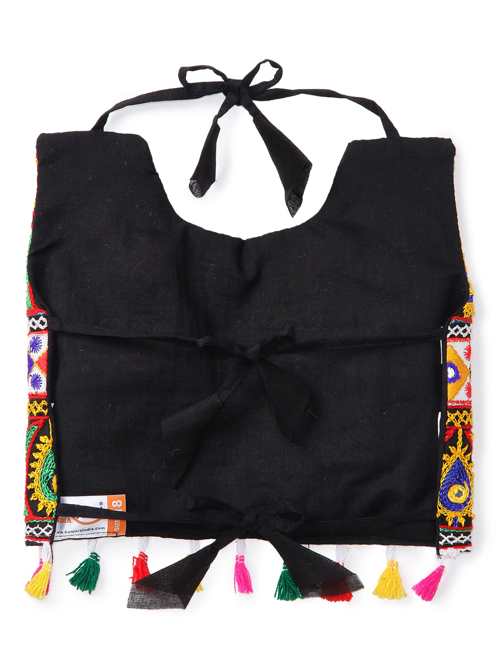 Banjara India Kutchi Emboidered Black Girls Chaniya Choli with Dupatta (CC-RJS) - Red