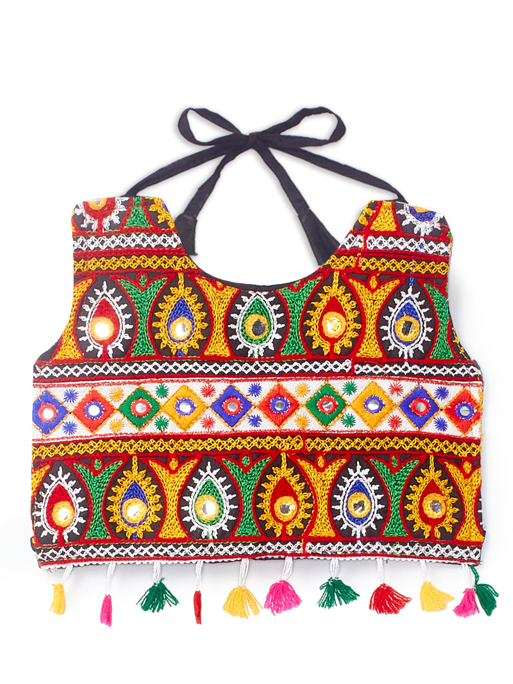 Banjara India Kutchi Emboidered Black Girls Chaniya Choli with Dupatta (CC-RJS) - Yellow