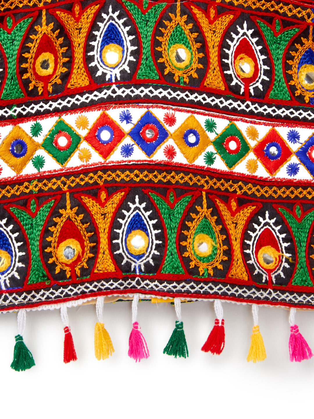 Banjara India Kutchi Emboidered Black Girls Chaniya Choli with Dupatta (CC-RJS) - Yellow