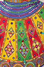 Banjara India Cotton Long Flair Aari Embroidery Kutch Work (Lehenga Choli) Chaniya Choli Set with Dupatta-SuperKaju-02