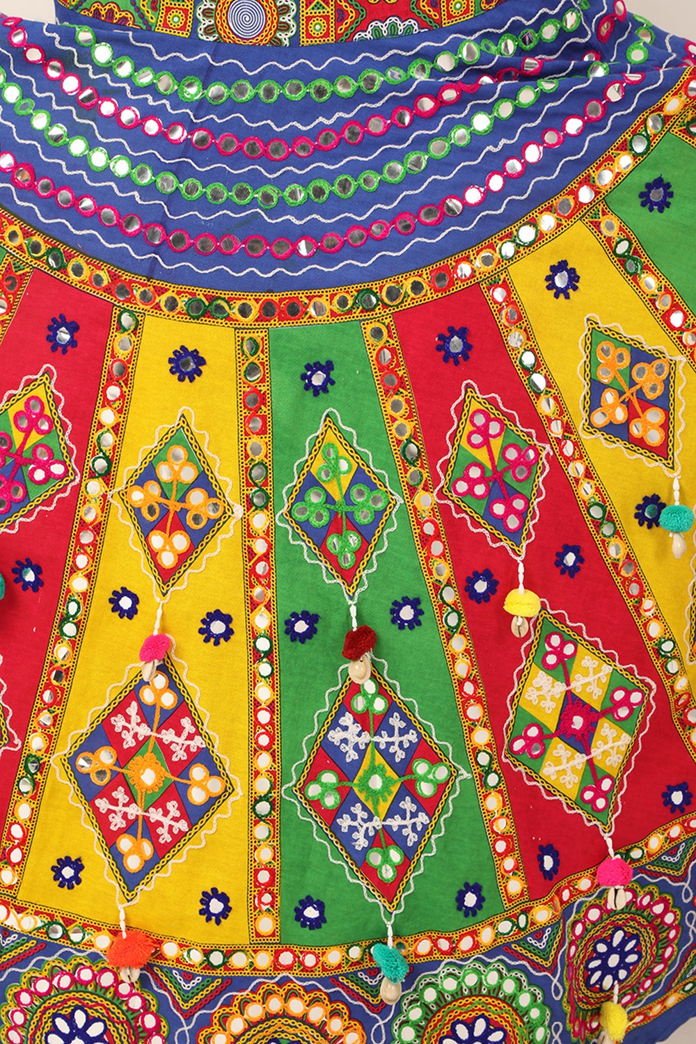 Banjara India Cotton Long Flair Aari Embroidery Kutch Work (Lehenga Choli) Chaniya Choli Set with Dupatta-SuperKaju-02