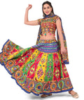 Banjara India Cotton Long Flair Aari Embroidery Kutch Work (Lehenga Choli) Chaniya Choli Set with Dupatta-SuperKaju-02