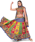 Banjara India Cotton Long Flair Aari Embroidery Kutch Work (Lehenga Choli) Chaniya Choli Set with Dupatta-SuperKaju-02