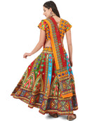 Banjara India Cotton Long Flair Aari Embroidery Kutch Work (Lehenga Choli) Chaniya Choli Set with Dupatta-Temple-01