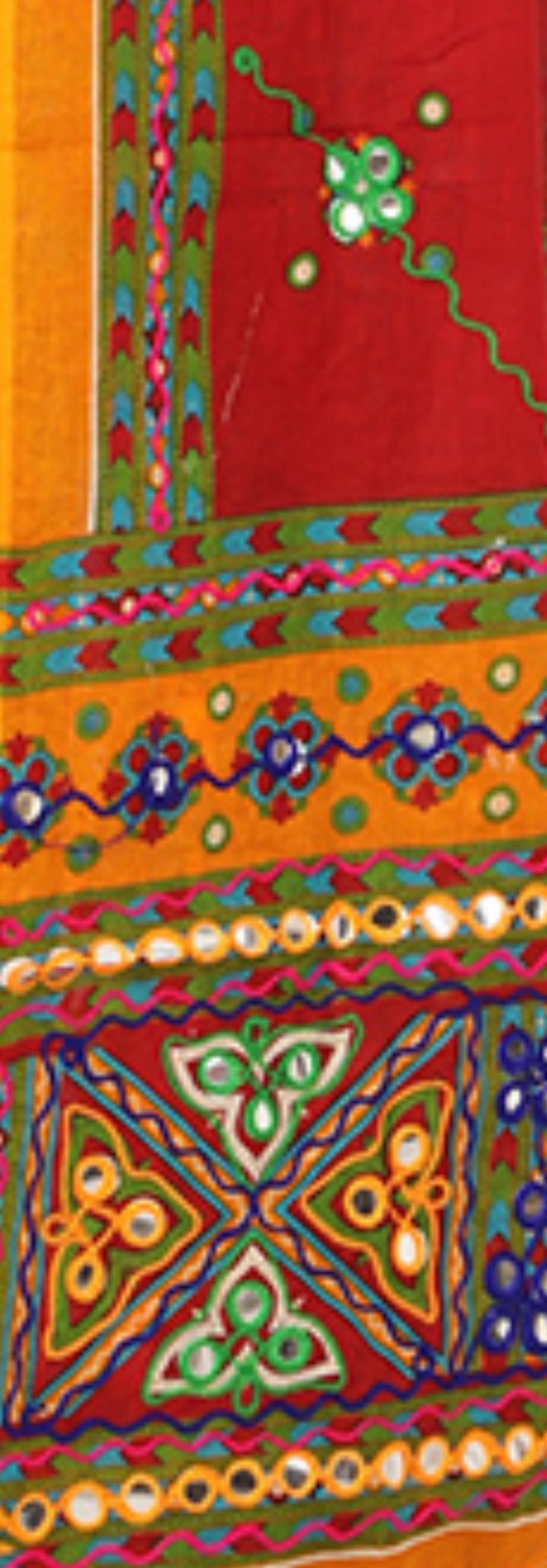 Banjara India Cotton Long Flair Aari Embroidery Kutch Work (Lehenga Choli) Chaniya Choli Set with Dupatta-Temple-01