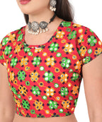 Banjara India Cotton Long Flair Aari Embroidery Kutch Work (Lehenga Choli) Chaniya Choli Set with Dupatta--Temple-05