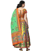 Banjara India Cotton Long Flair Aari Embroidery Kutch Work (Lehenga Choli) Chaniya Choli Set with Dupatta-Temple-07
