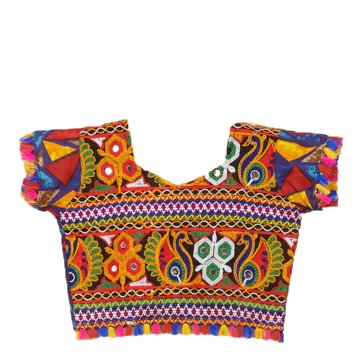 Kutchi Embroidered Cotton Chaniya Choli Set For Girls (CC-TGL) - Blue