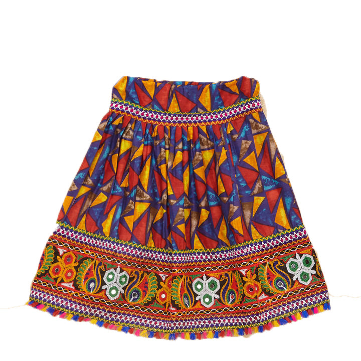 Kutchi Embroidered Cotton Chaniya Choli Set For Girls (CC-TGL) - Blue