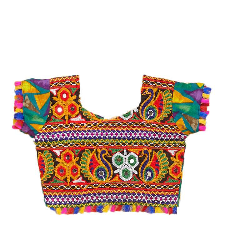 Kutchi Embroidered Cotton Chaniya Choli Set For Girls (CC-TGL) - Green