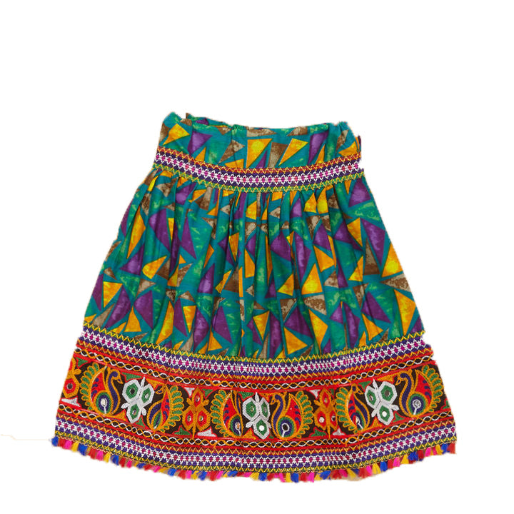 Kutchi Embroidered Cotton Chaniya Choli Set For Girls (CC-TGL) - Green
