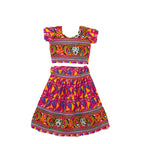Kutchi Embroidered Cotton Chaniya Choli Set For Girls (CC-TGL) - Pink
