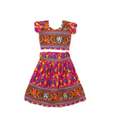 Kutchi Embroidered Cotton Chaniya Choli Set For Girls (CC-TGL) - Pink