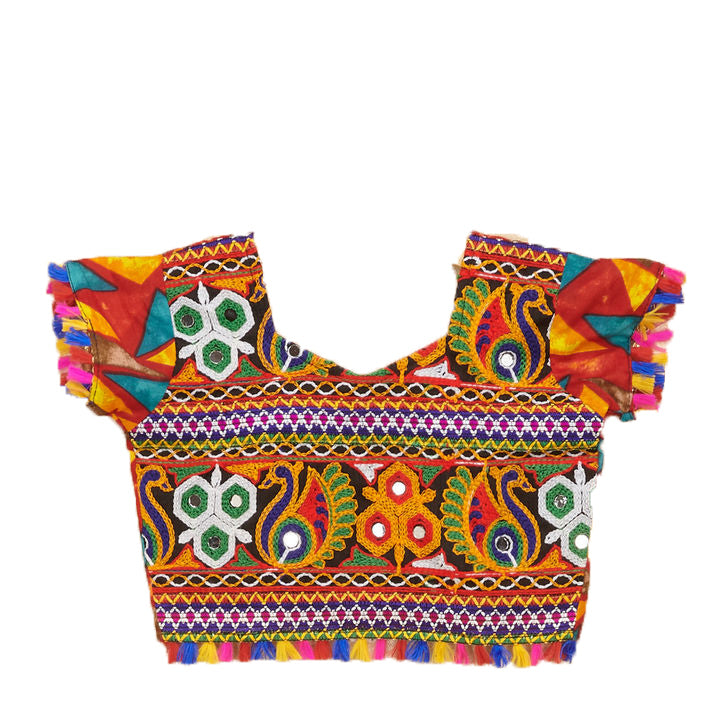 Kutchi Embroidered Cotton Chaniya Choli Set For Girls (CC-TGL) - Red