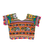 Kutchi Embroidered Cotton Chaniya Choli Set For Girls (CC-TGL) - Green + Dupatta
