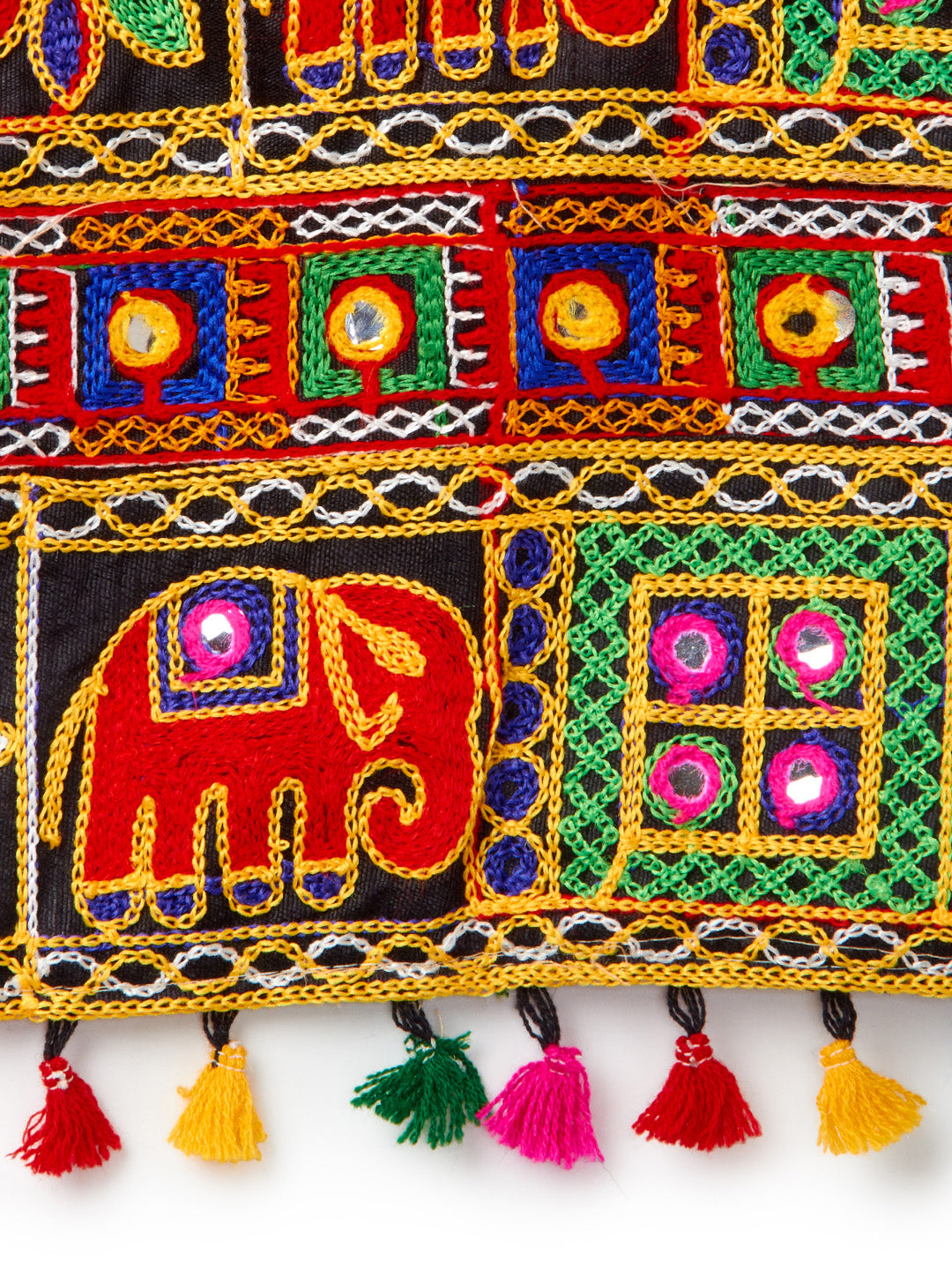 Banjara India Kutchi Emboidered Black Girls Chaniya Choli with Dupatta (CC-WILD) - Red
