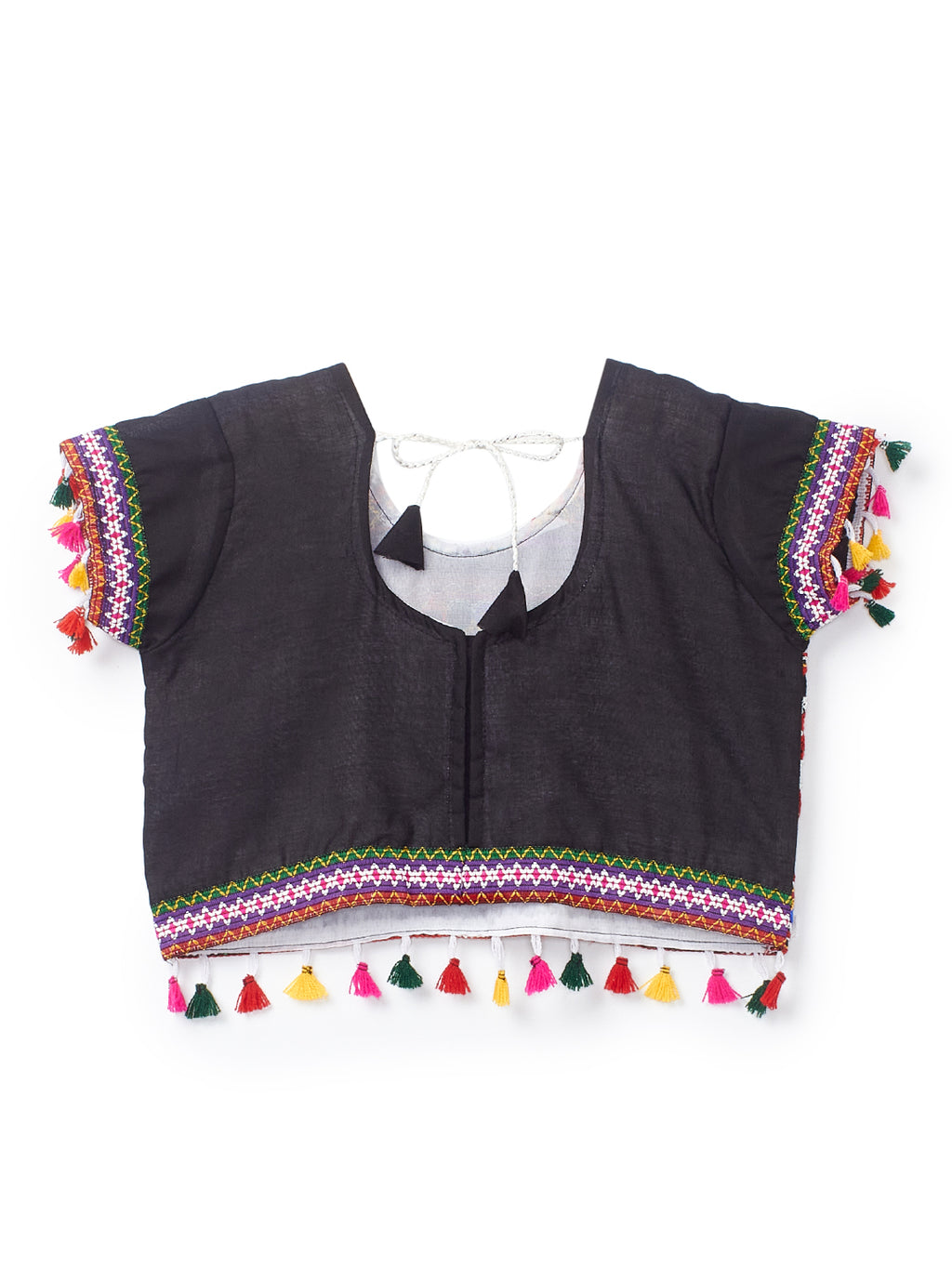 Banjara India Kutchi Embroidered Girls Chaniya Choli with Dupatta (CC1-BWR) - Black