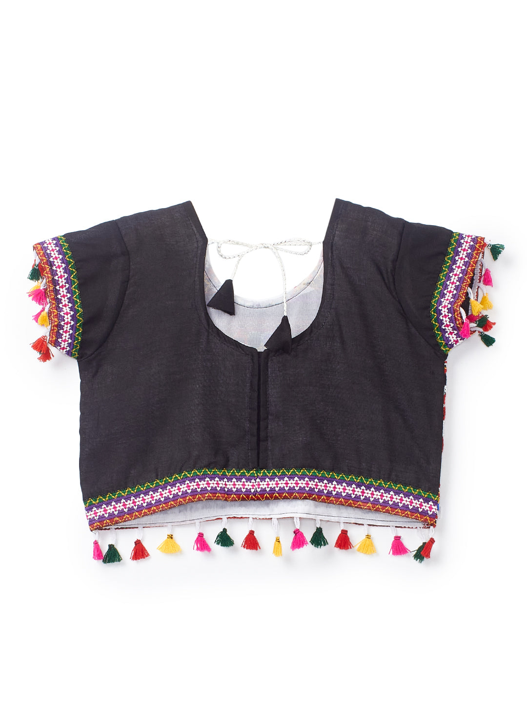 Banjara India Kutchi Embroidered Girls Chaniya Choli with Dupatta (CC1-BWR) - Black