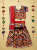Banjara India Kutchi Embroidered Girls Chaniya Choli with Dupatta (CC1-BWR) - Black