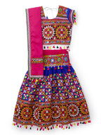 Banjara India Kutchi Embroidered Girls Chaniya Choli with Dupatta (CC1-BWR) - Blue