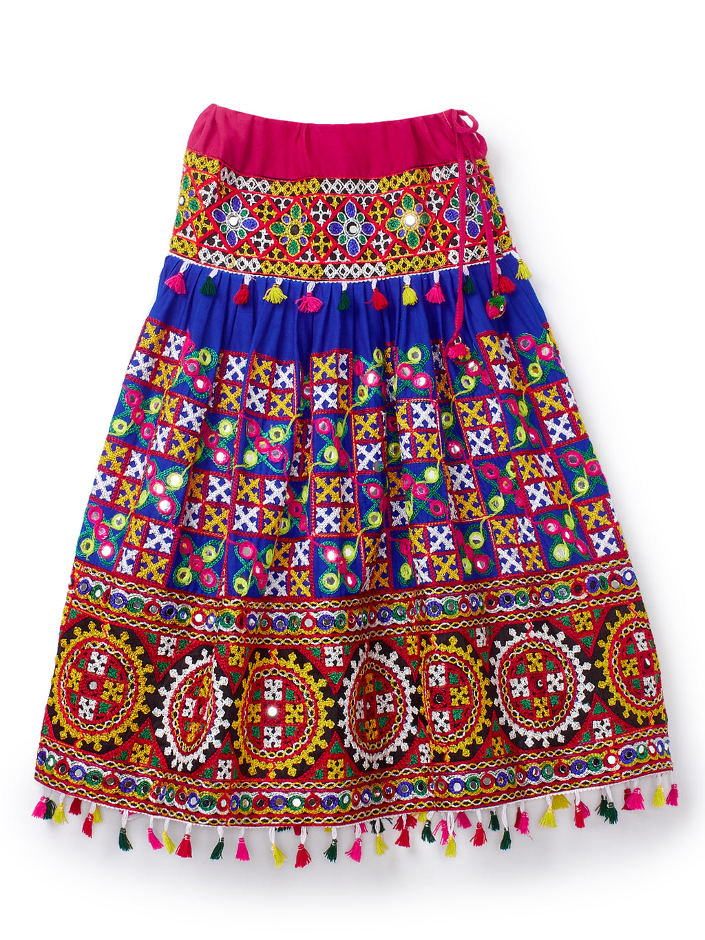 Banjara India Kutchi Embroidered Girls Chaniya Choli with Dupatta (CC1-BWR) - Blue