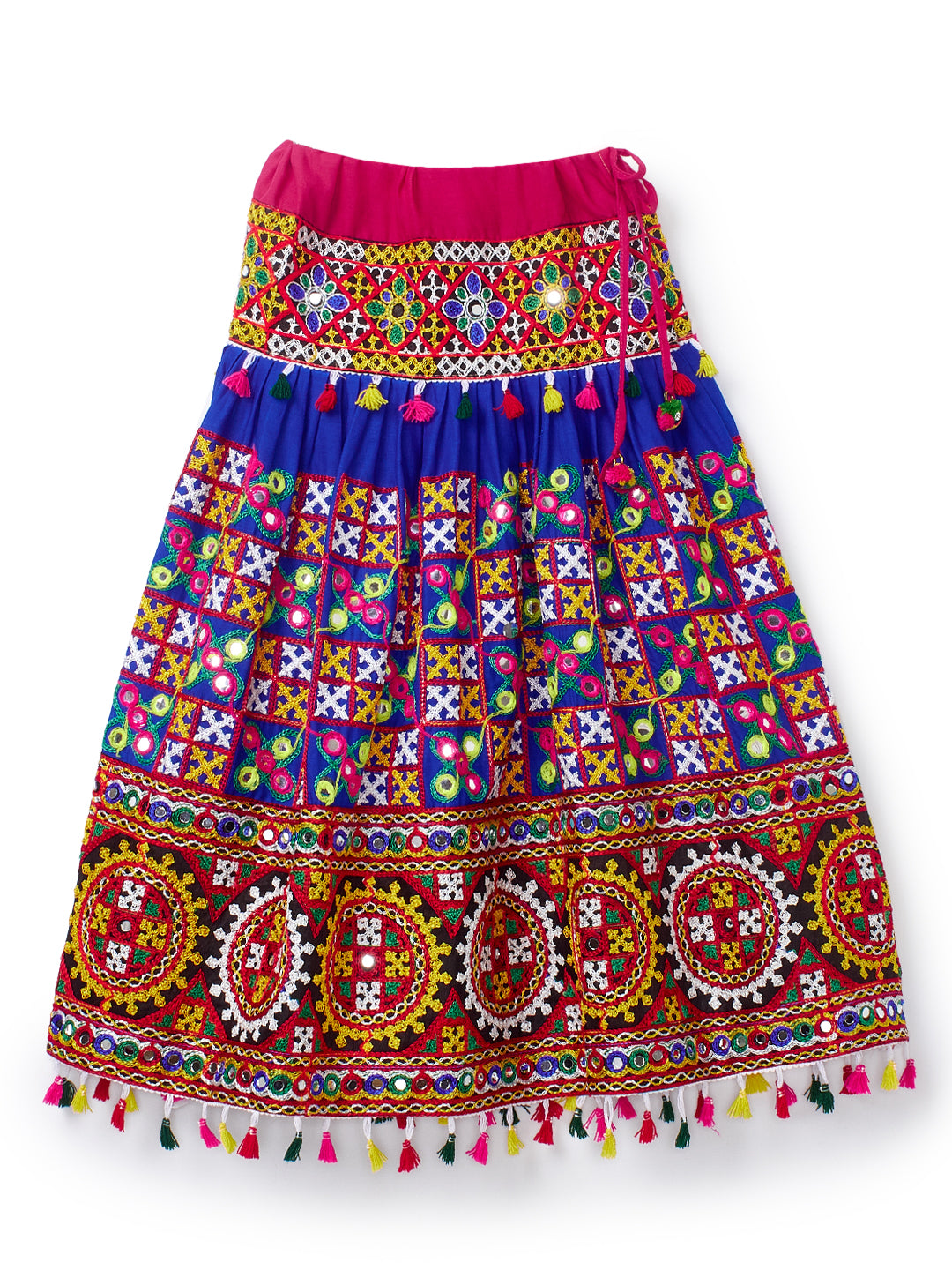 Banjara India Kutchi Embroidered Girls Chaniya Choli with Dupatta (CC1-BWR) - Blue