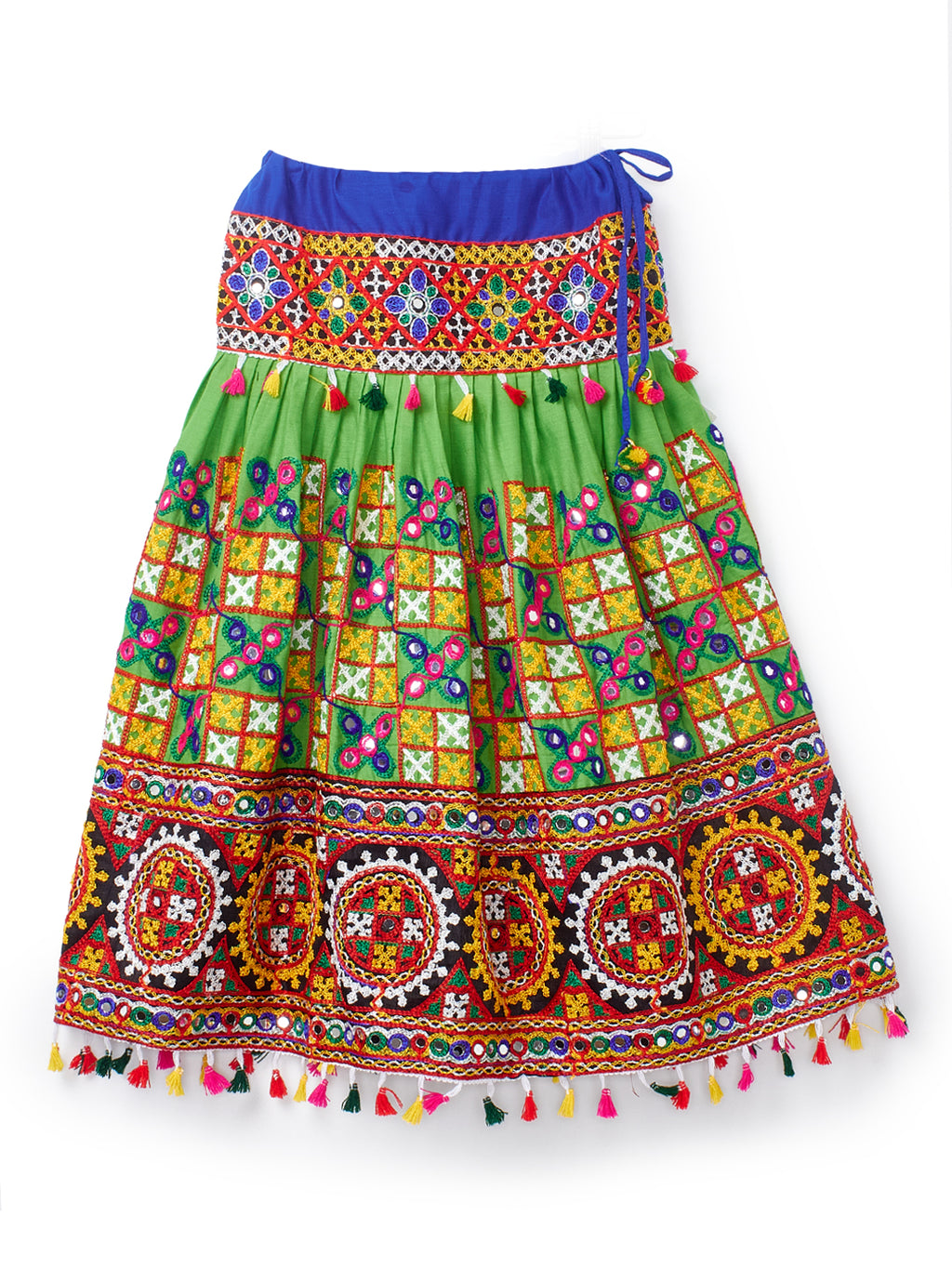 Banjara India Kutchi Embroidered Green Girls Chaniya Choli with Dupatta (CC1-BWR) - Green