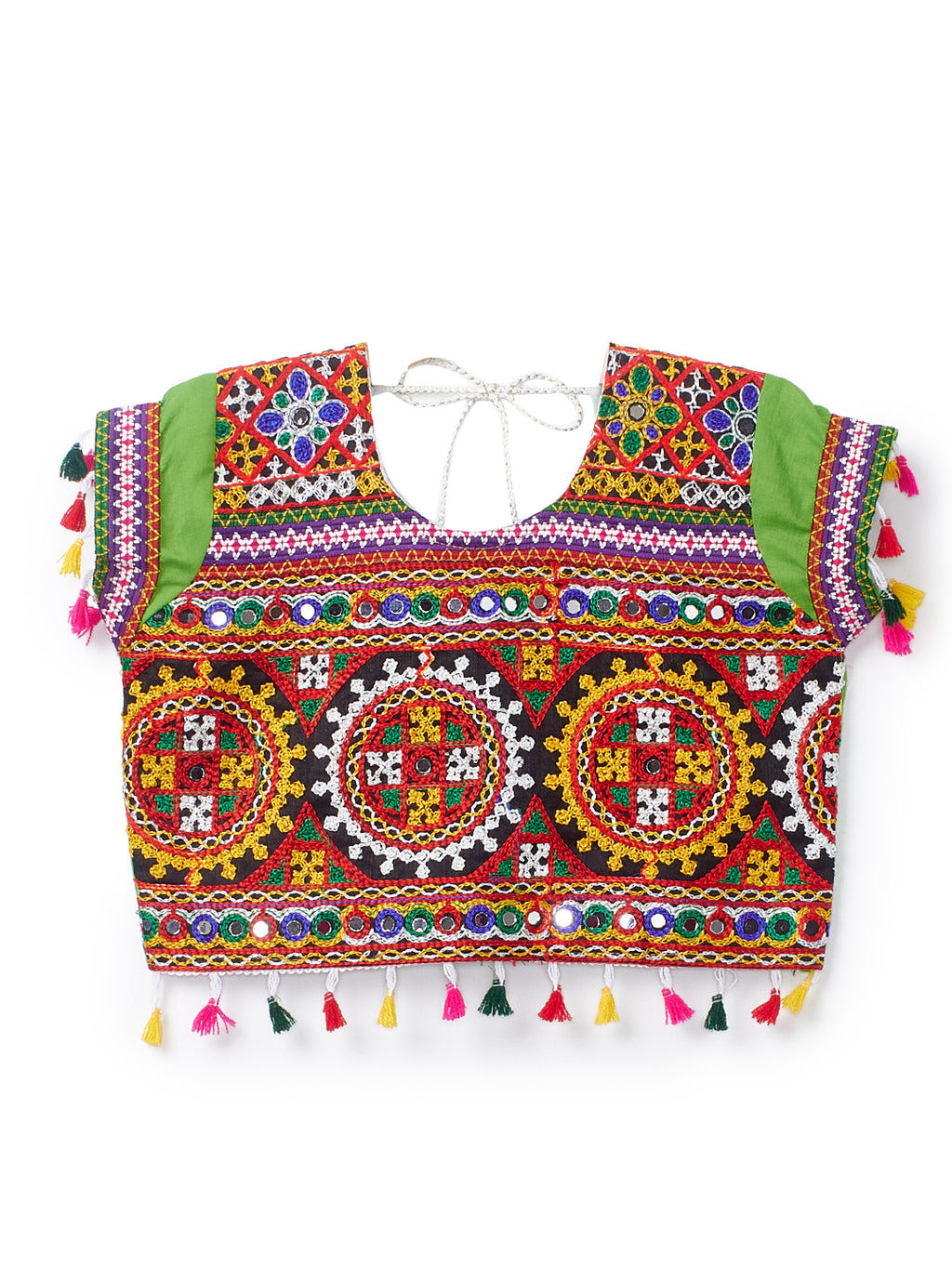 Banjara India Kutchi Embroidered Green Girls Chaniya Choli with Dupatta (CC1-BWR) - Green
